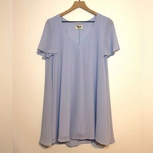 Show Me Your MuMu pastel blue V-neck swing mini dress